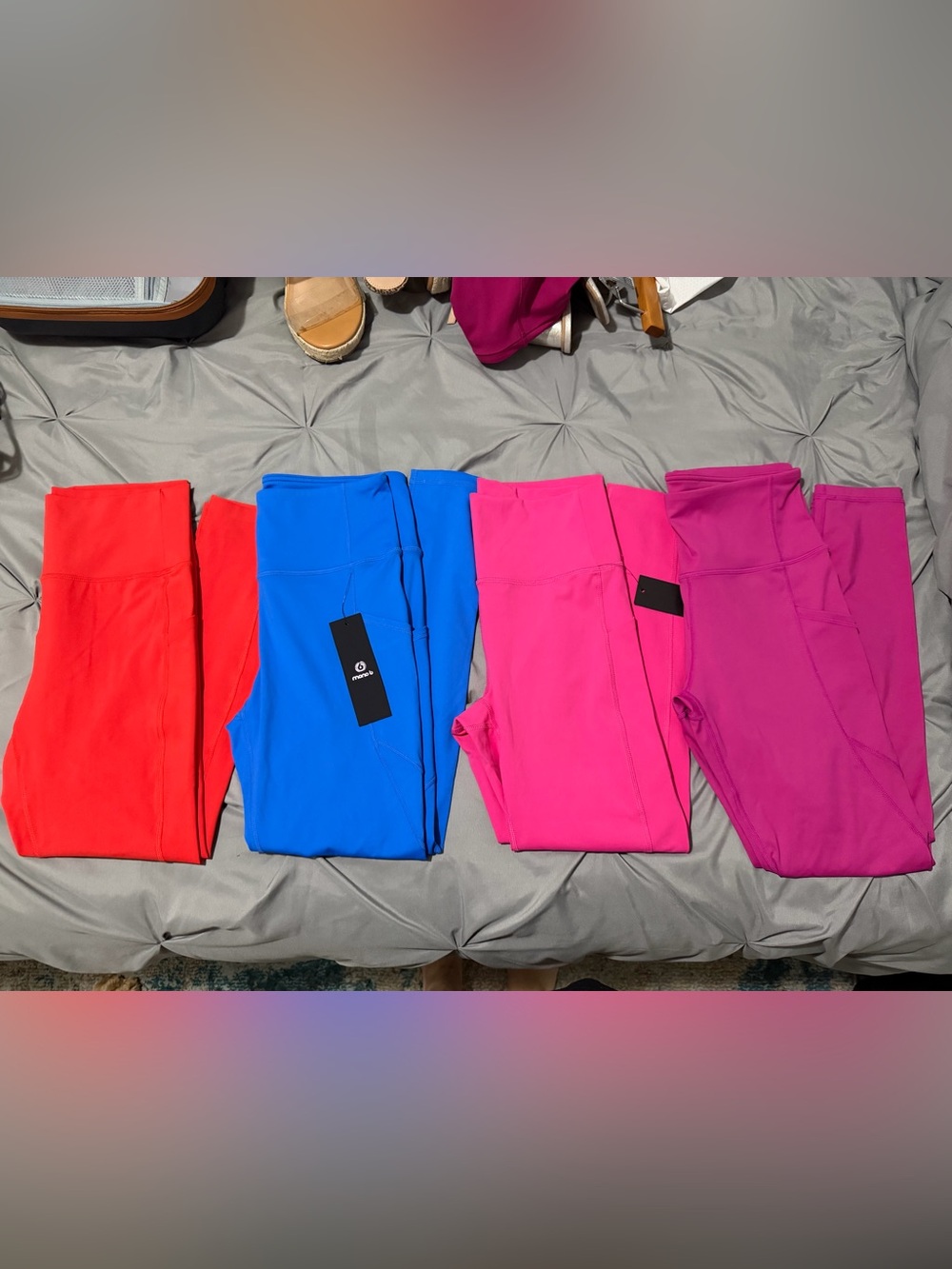 Mono B Women's Leggings Pack in Red/Orange, Blue, Hot Pink & Magenta